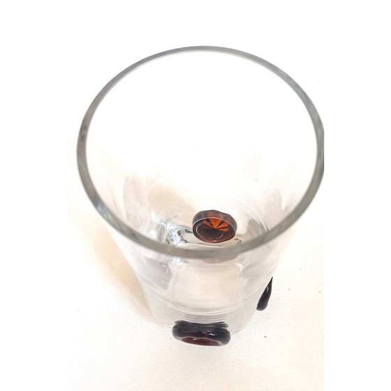 Image 1 of Vase en cristal vintage incrusté de boutons, 1970