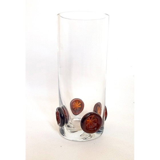 Image 1 of Vase en cristal vintage incrusté de boutons, 1970
