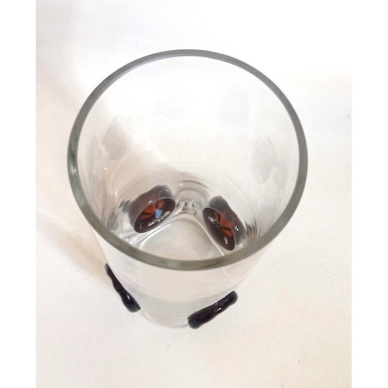 Image 1 of Vase en cristal vintage incrusté de boutons, 1970