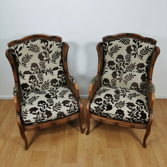 Image 1 of Ensemble de canapés vintage en faux bambou Style Giorgetti Seating Area
