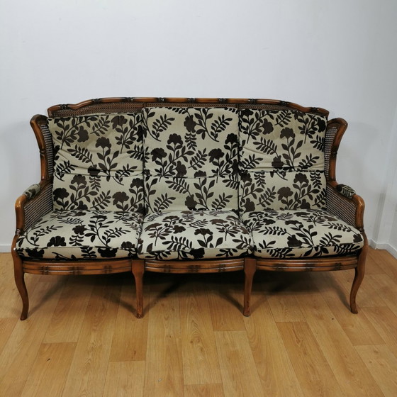 Image 1 of Ensemble de canapés vintage en faux bambou Style Giorgetti Seating Area