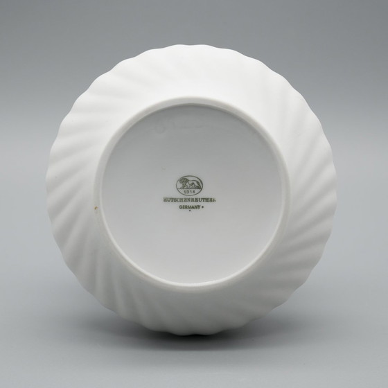 Image 1 of Hutschenreuther Vase en porcelaine bisque Duo Fine White Abstract Op-Art Relief Mcm