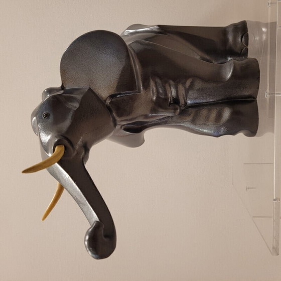 Image 1 of Sculpture d'éléphant vintage Art Déco en métal Babbitt, France