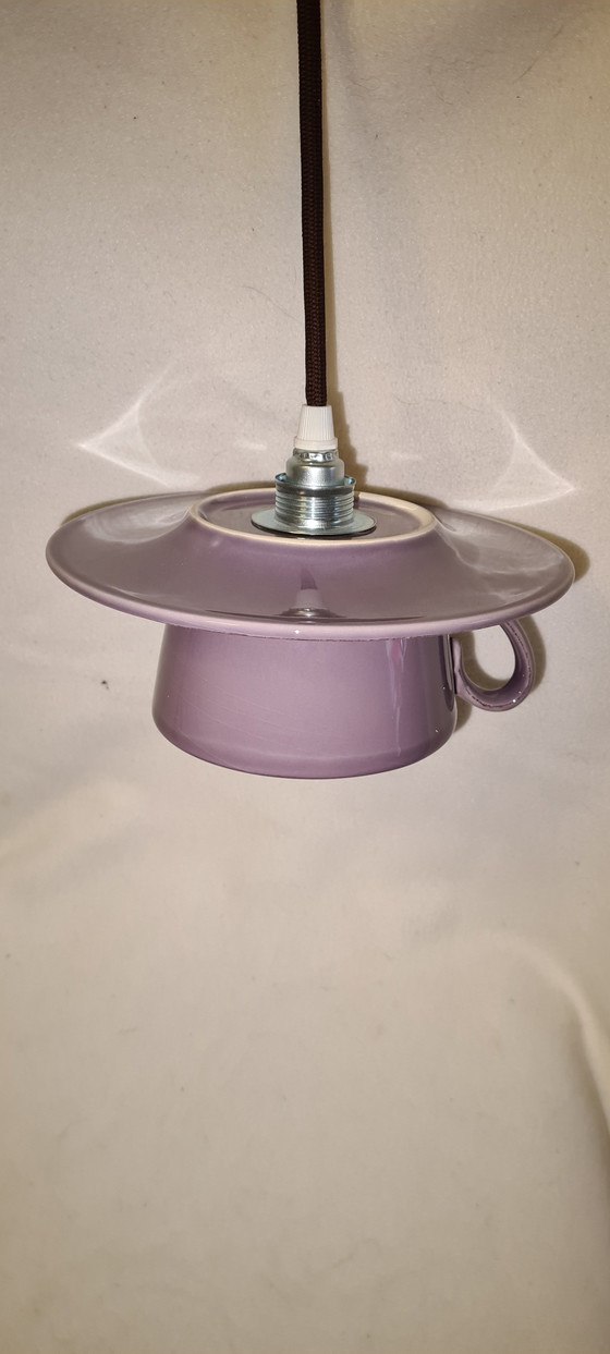 Image 1 of Lampe Tasse Rose, Recyclage Design Par 2Ungrad