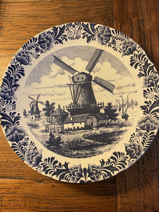 Assiette bleue de Delft peinte à la main 39 cm