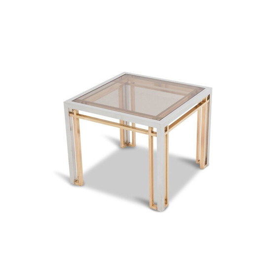 Image 1 of Paire de tables basses vintage dans un cadre chromé par Romeo Rega, Italie 1970