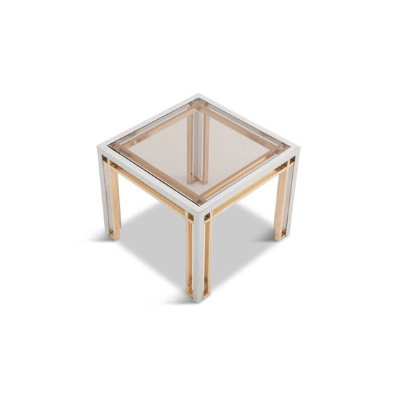 Image 1 of Paire de tables basses vintage dans un cadre chromé par Romeo Rega, Italie 1970