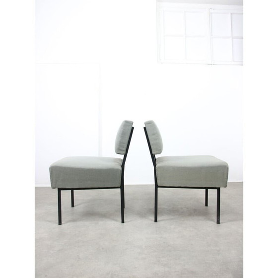 Image 1 of Paire de fauteuils vintage en tissu gris