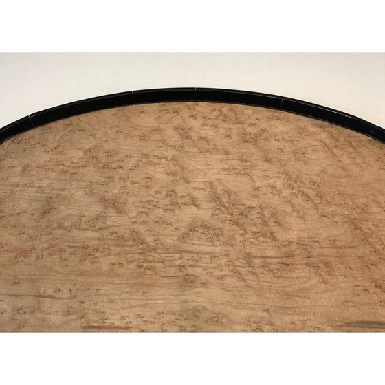 Image 1 of Plateau vintage art déco en sycomore, bois ébonisé et métal chromé, France 1930