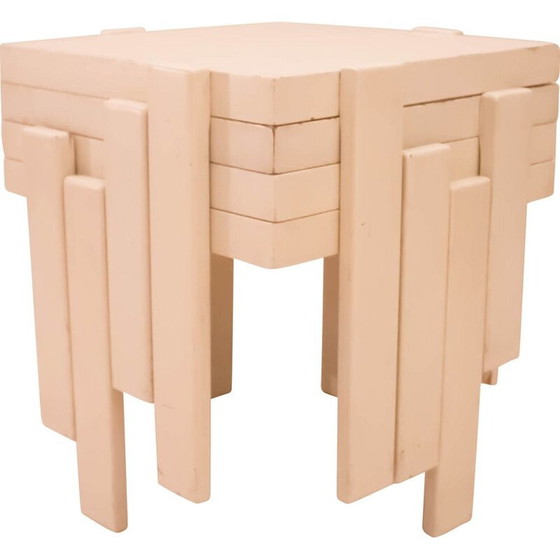 Image 1 of Ensemble de tables gigognes vintage en formica et bois, années 1960