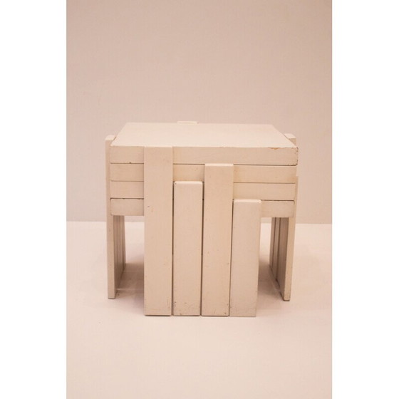 Image 1 of Ensemble de tables gigognes vintage en formica et bois, années 1960