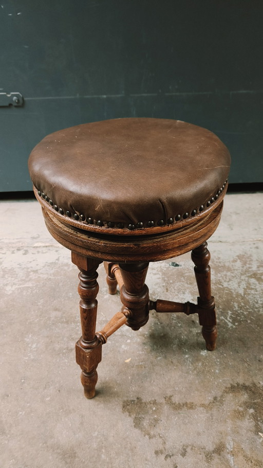 Tabouret de piano en chêne ancien 1880 Napoléon III