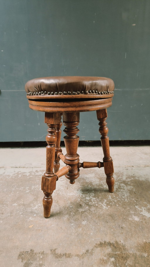 Tabouret de piano en chêne ancien 1880 Napoléon III