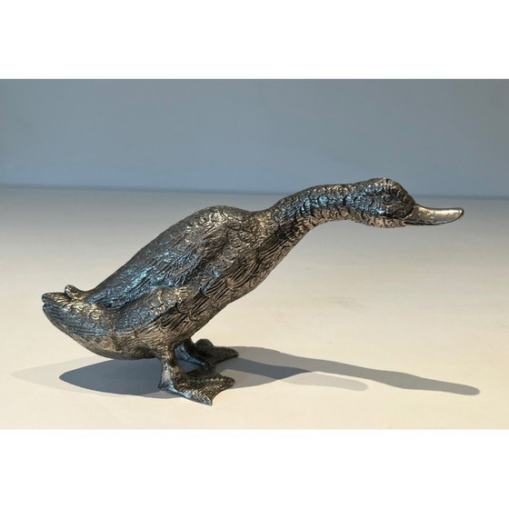 Image 1 of Ensemble de 3 canards vintage en bronze argenté, 1970