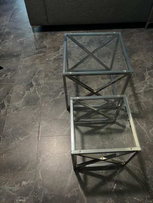 4x Table basse en verre