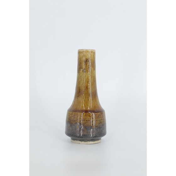 Image 1 of Vase vintage No. 3 en grès émaillé brun par Gunnar Borg pour Höganäs Ceramics, Suède 1960