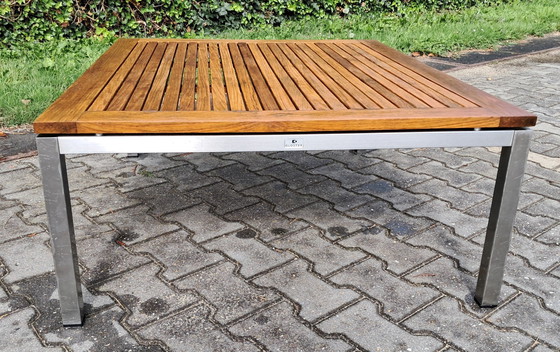 Image 1 of Gloster Stainless Steel/Teak Lounge Table 100X86X40(H)Cm, démontable