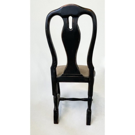 Image 1 of Chaises vintage en bois et tissu noir