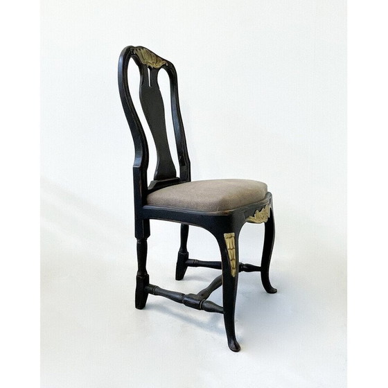 Image 1 of Chaises vintage en bois et tissu noir