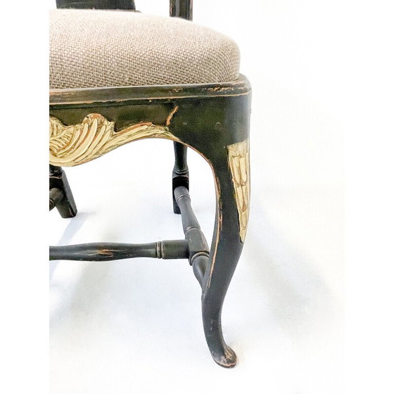 Image 1 of Chaises vintage en bois et tissu noir