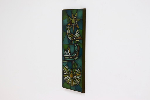Vintage Ellemarie Woolley Attributed Enameled Glass Artwork (œuvre d'art en verre émaillé attribuée à Ellemarie Woolley)