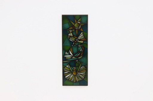 Vintage Ellemarie Woolley Attributed Enameled Glass Artwork (œuvre d'art en verre émaillé attribuée à Ellemarie Woolley)