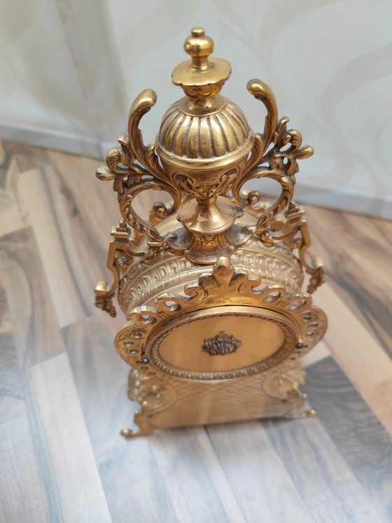Horloge de cheminée massive, richement décorée, laiton, héritage – Pendules, Brass (photo 5 of 20)