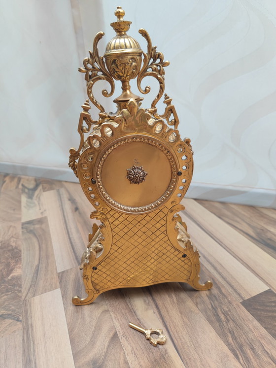 Horloge de cheminée massive, richement décorée, laiton, héritage – Pendules, Brass (photo 16 of 20)