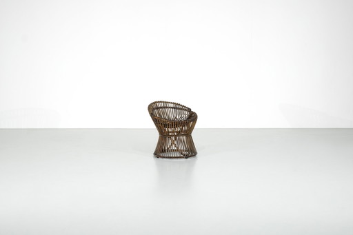 Tabouret en Rotin, Italie, années 1960s.