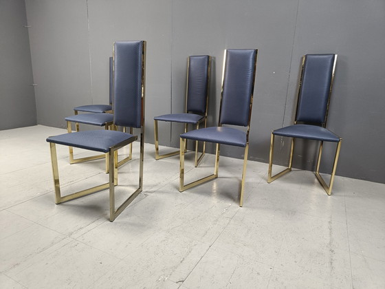 Image 1 of Chaises de salle à manger en laiton, 1970