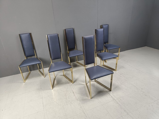 Image 1 of Chaises de salle à manger en laiton, 1970