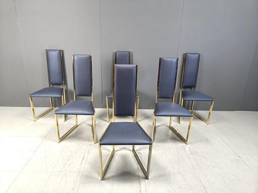 Chaises de salle à manger en laiton, 1970