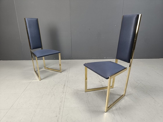 Image 1 of Chaises de salle à manger en laiton, 1970