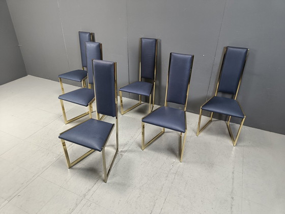 Image 1 of Chaises de salle à manger en laiton, 1970