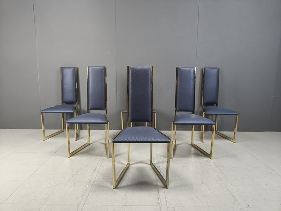 Image 1 of Chaises de salle à manger en laiton, 1970