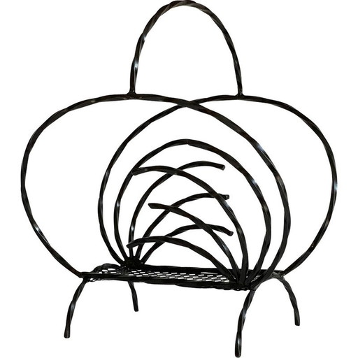 Porte-revues vintage en acier et rigitulle, 1960