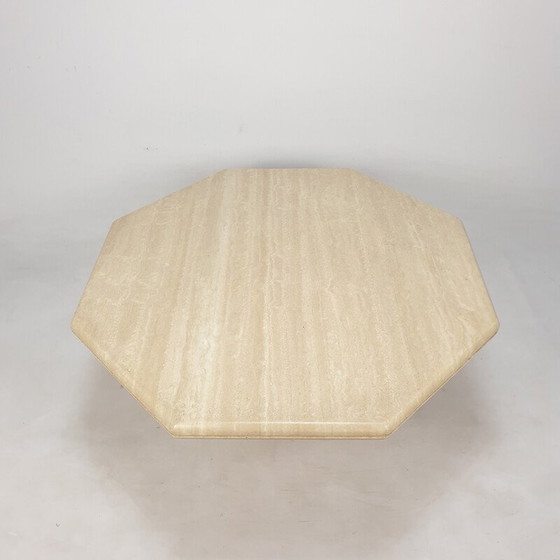 Image 1 of Table basse octogonale en travertin, Italie 1980