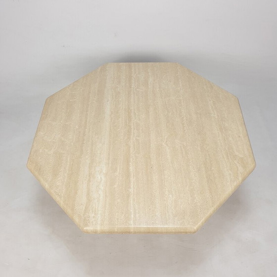 Image 1 of Table basse octogonale en travertin, Italie 1980