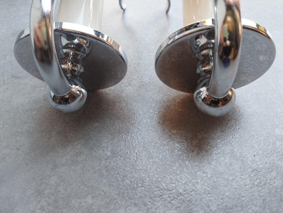 Image 1 of Paire D'Appliques Vintage Space Age De 1970, En Opaline