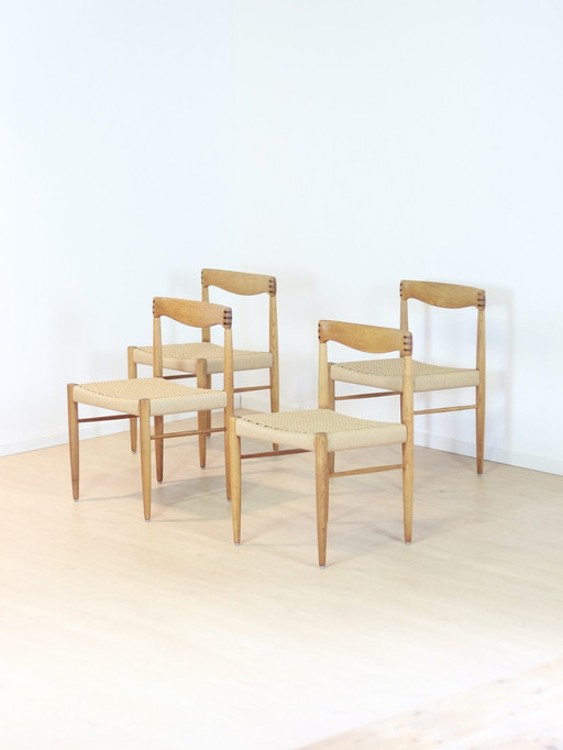 Ensemble de 4 chaises de salle à manger H.W. Klein Bramin