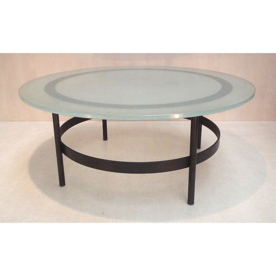 Image 1 of Table basse vintage avec base en fer laitonné par Charles Ramos, 1960