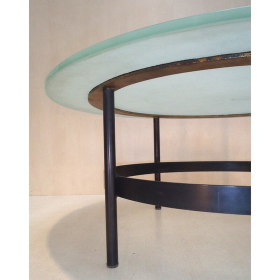 Image 1 of Table basse vintage avec base en fer laitonné par Charles Ramos, 1960