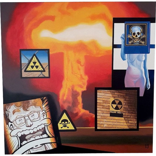 Portrait vintage à l'acrylique sur toile de Pierre Jacob, 2020