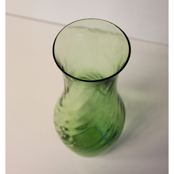 Image 1 of Vase vintage en verre émeraude, Italie 1970