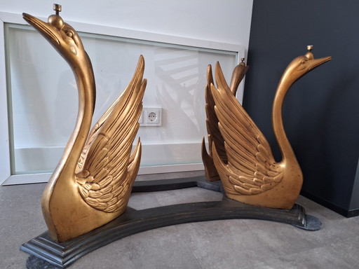 Table vintage à base de cygne Hollywood Regency