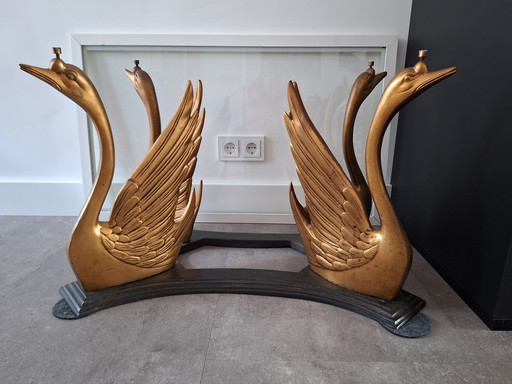 Table vintage à base de cygne Hollywood Regency