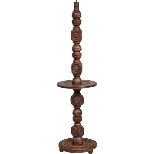 Lampadaire en bois de chêne du Mid Century, France 1940s