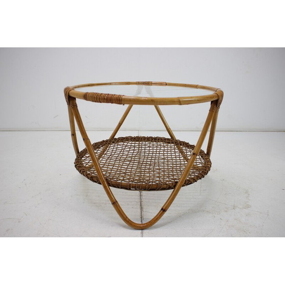 Image 1 of Table vintage en bois et verre par Jan Kalous pour Uluv, Tchécoslovaquie 1960