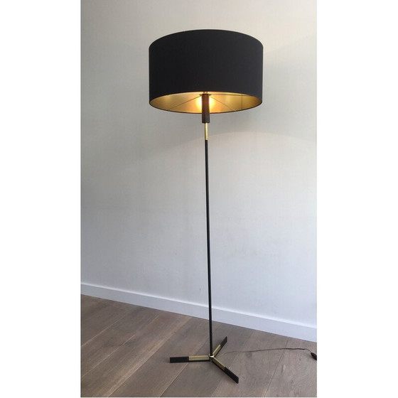 Image 1 of Lampadaire vintage en métal et laiton, 1950