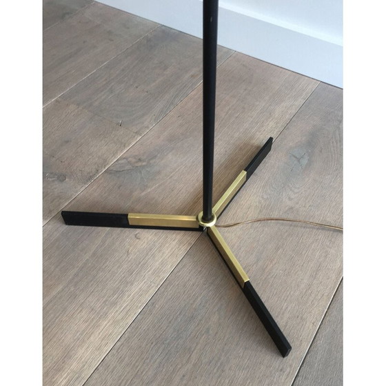 Image 1 of Lampadaire vintage en métal et laiton, 1950